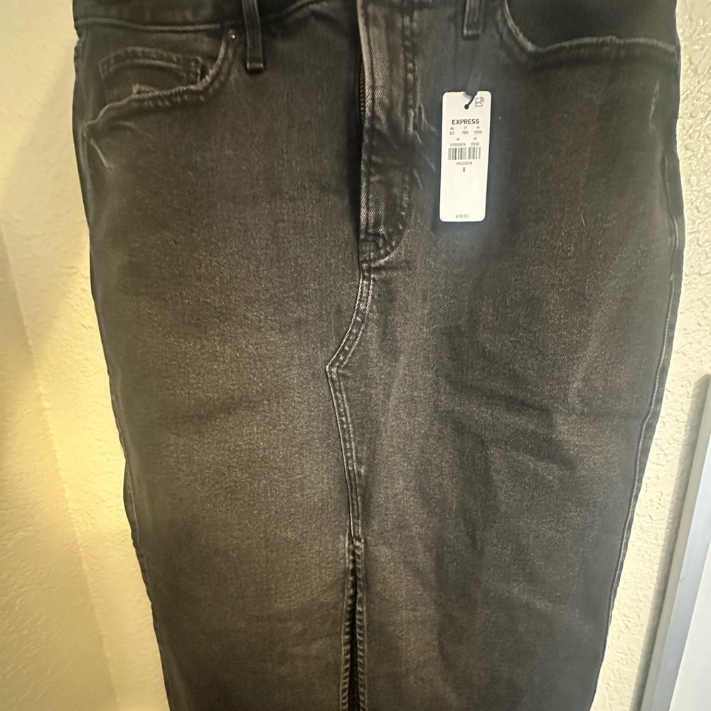 Express -Black Jean skirt High rise Midi
